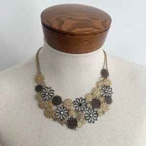 Gold and Black Floral Necklace